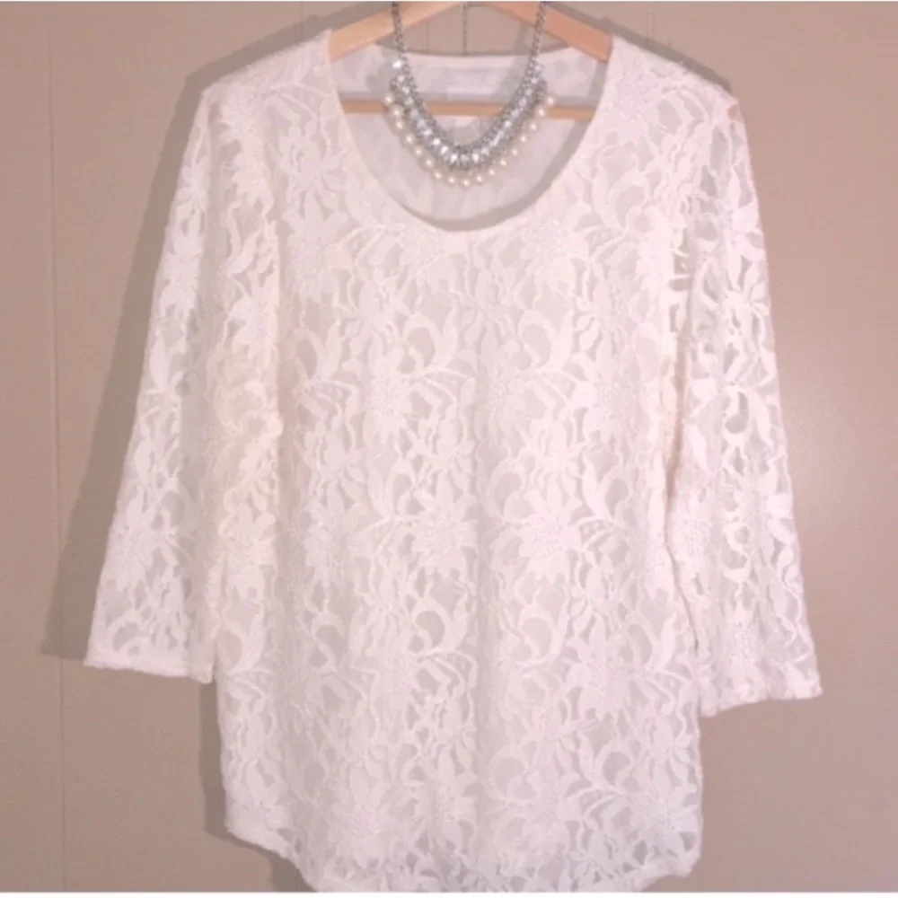 Ivory lace Chico’s top sz.1